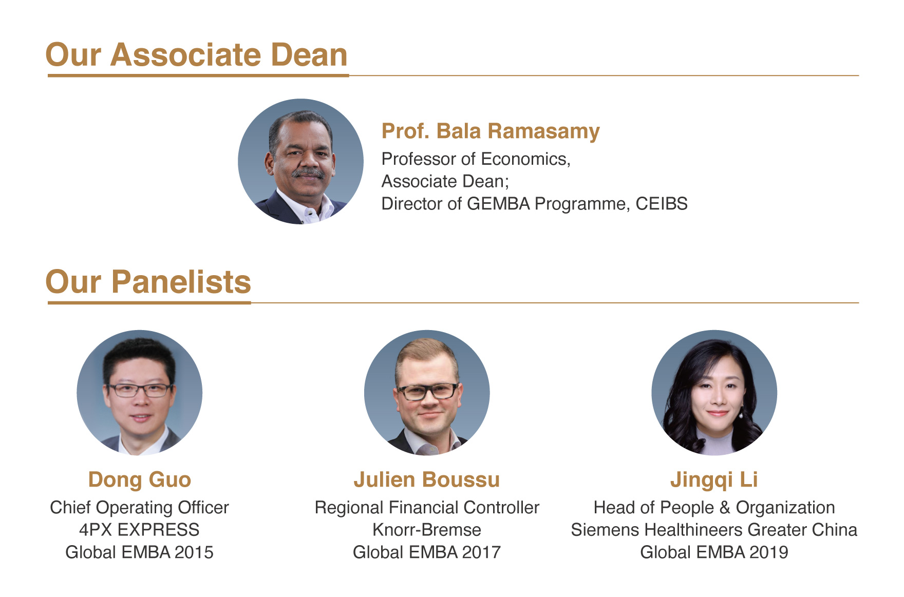 Speakers of Meet Our Associate Dean