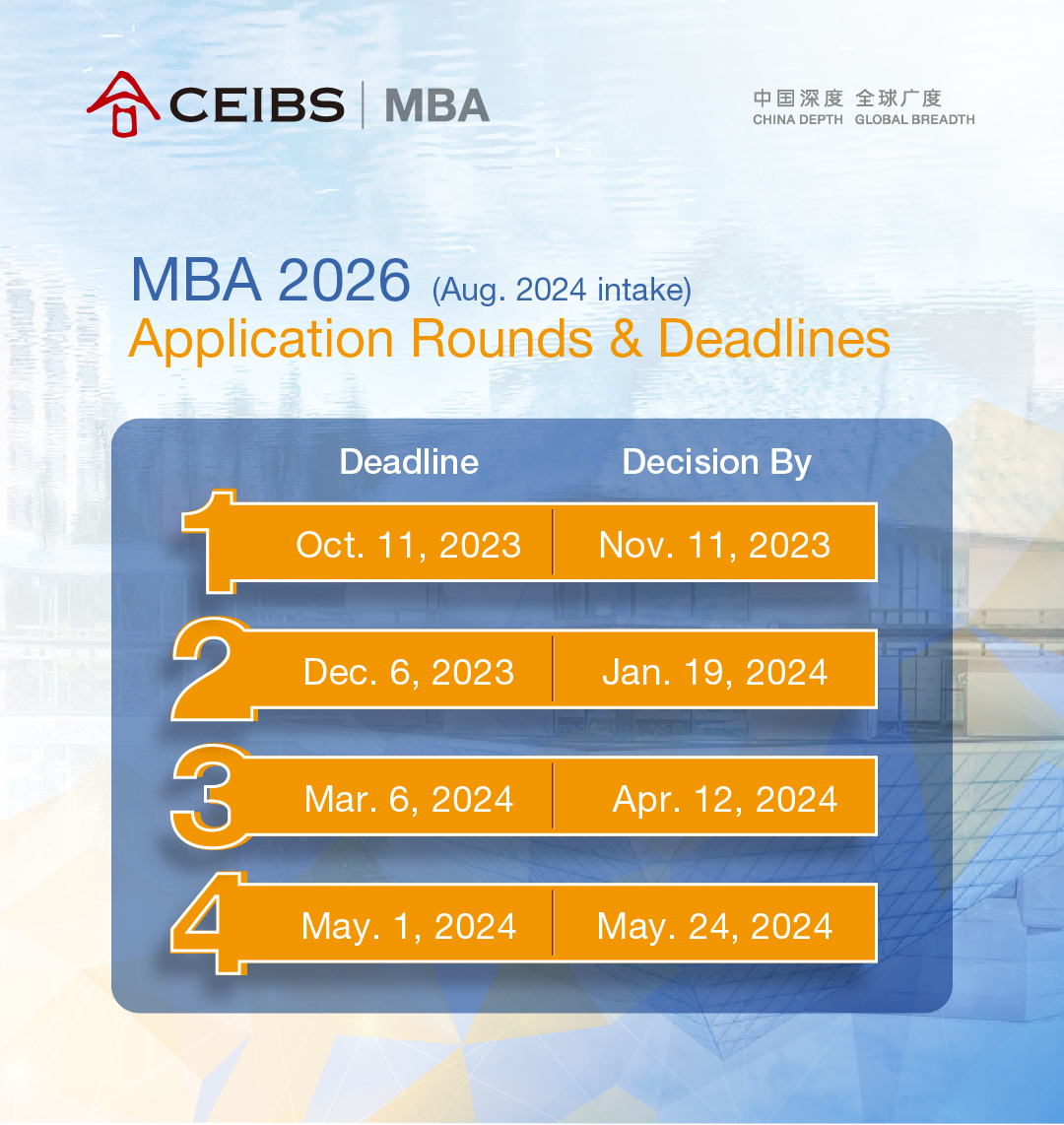 2024 intake for CEIBS MBA Now accepting applications CEIBS