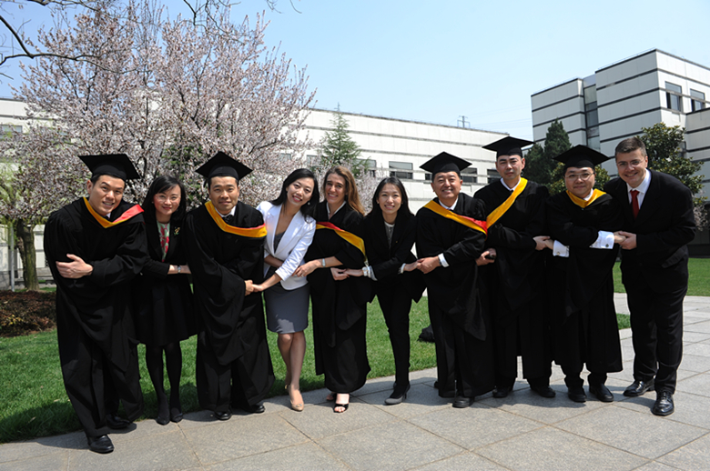 Louise Vogler with peers at graduation
